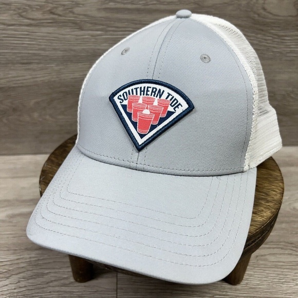 Southern Tide Beer Pong Patch Hat Grey SnapBack Hat One Size Adjustable - Picture 1 of 12